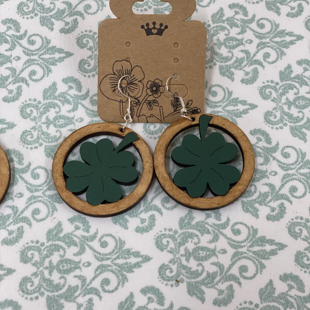 New wood Shamrock earrings